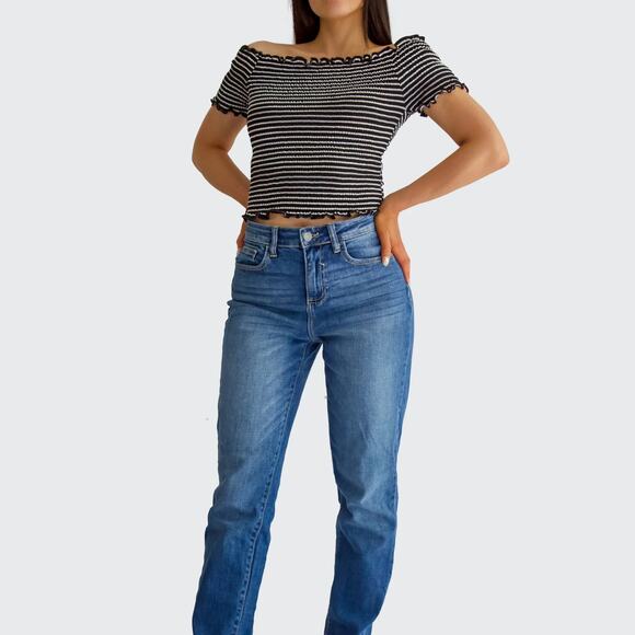 NWOT Women's Windsor Cropped Stripped Top - Picture 1 of 11